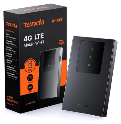 Zdjęcie produktu dla Tenda MF3 LTE - mobilny router WiFi 6, 286 Mbps, hotspot, czarny, bateria 2100 mAh