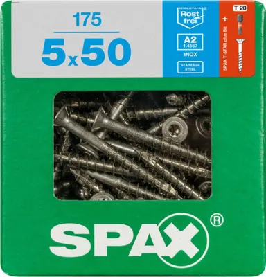 Produktbild von SPAX 4197000500506, Schraube, Edelstahl, Holz, Flachkopf, Torx, Edelstahl