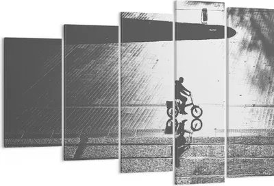 Produktbild von Bild auf Leinwand - Leinwandbild - 5 Teile - Schwarzweiß Radfahrer Einsamkeit - 150x100cm - Wand Bild - Wanddeko - Wandbilder - Leinwanddruck - Bilder - Wanddekoration - Leinwand bilder EG150x100-4479