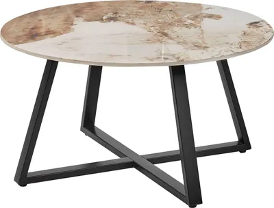 Produktbild von BELIANI Couchtisch Schwarz u. Weiß Metall Marmor Optik Rund Modernes Design Elegant für Wohnzimmer
