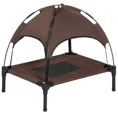 Image de Lit pour chien, design surélevé, matériau respirant, couleur chocolat