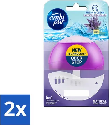 Produktbild von Ambi Pur Toilettenblock Starter Kit 5in1 Lavendel & Rosmarin - Vorteilspack - 2 Stücke