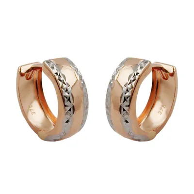 Produktbild von Creole 12x5mm Klappscharnier bicolor rhodiniert diamantiert 9Kt Rotgold bicolor 12x5mm