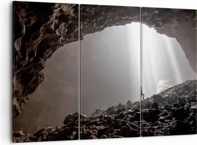 Produktbild von Bild auf Leinwand - Leinwandbild - 3 Teile - Höhle Morgendämmerung Frau - 105x70cm - Wand Bild - Wanddeko - Wandbilder - Leinwanddruck - Bilder - Wanddekoration - Leinwand bilder - CE105x70-4468