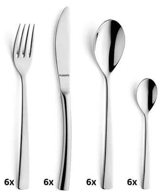 Immagine prodotto di Set di posate Kuppels SOUL, 24 pezzi, colore argento, finitura lucida
