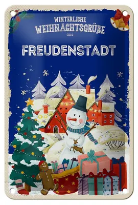 Produktbild von Blechschild Weihnachtsgrüße FREUDENSTADT Geschenk Dekoration  12x18cm
