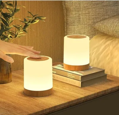 Produktbild von LED Nachttischlampe,  2er Set,Nachttischlampe Touch Dimmbar mit 7 Farbwechsel 3 Modi USB Aufladbar, Camping tischlampe Baby-Timer-Tischlampe