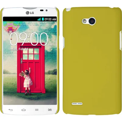 Produktbild von PhoneNatic Case kompatibel mit LG L80 Dual - Hülle gelb gummiert Hard-case + 2 Schutzfolien