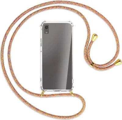 Produktbild von Handykette Backcover-Schutzhülle mit Band (Metall goldfarben) für Sony Xperia XA1 - Rainbow
