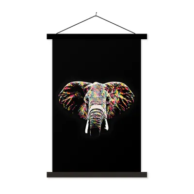 Produktbild von MuchoWow® Textilposter Elefant - Farbe - Farben 40x60 cm mit schwarzem Rahmen - Wanddekorationen