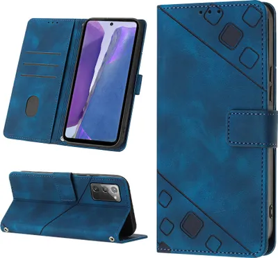 Produktbild von Hülle für Samsung Galaxy Note 20 Prägung Flip Leder Brieftasche Schutzhülle mit Ständer Blau