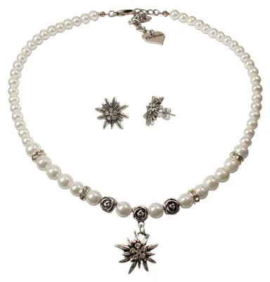 Produktbild von Alpenflüstern Trachtenschmuck-Set Perlen-Trachtenkette und Ohrstecker Strass-Ede