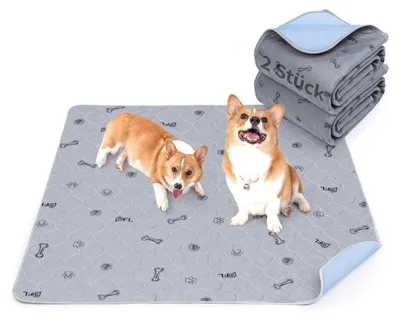 Image de Tapis d'apprentissage pour chiots lavables, dimensions 80 x 92 cm - lot de 2