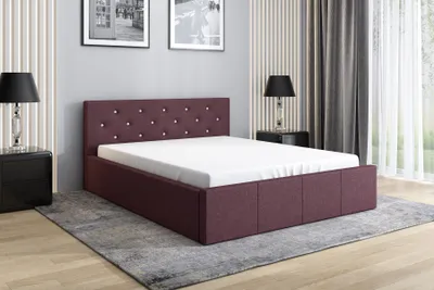 Produktbild von Polsterbett SKIDI 160 x 200 mit Matratze und Bettkasten. Farbe: Violett