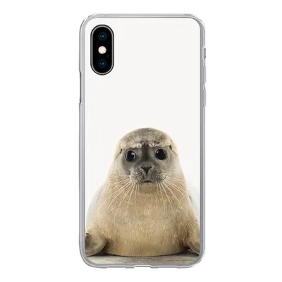 Produktbild von MuchoWow® Handyhülle Schutzhülle Hülle für iPhone X Robbe - Tiere - Kinder - Jungen - Mädchen - Kinder Silikon Softcase Handy Hülle - Handyhülle