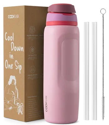 Isolierflasche 1,2 l mit Strohhalm, Edelstahl, Blush, auslaufsicher