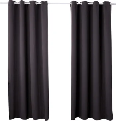 Image de Rideaux occultants thermiques à œillets | Anthracite | 135 x 175 cm