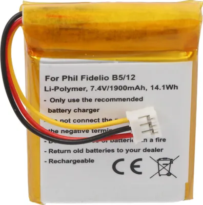 Produktbild von Akku passend für den Philips Fidelio B5/12 Akku Li-Polymer 7,4Volt 1900mAh, Abmessungen beachten 51,4 x 39,5 x 15,9mm