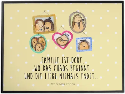 Produktbild von Mr. & Mrs. Panda schreibtischunterlage Igel Familie - Gelb Pastell - Geschenk, Bilder, schreibtischunterlagen, Tischunterlage, malunterlagen, Glück, Bruder, bastelmatte