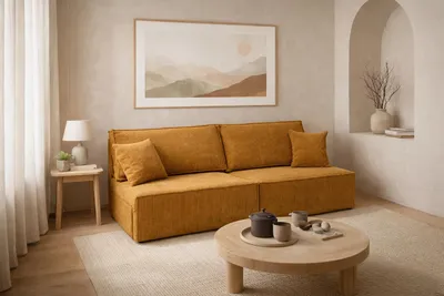 Produktbild von Kaiser Möbel Sofa mit Schlaffunktion und Bettkasten, Cordstoff Poso, Senffarbe, BEST MINI