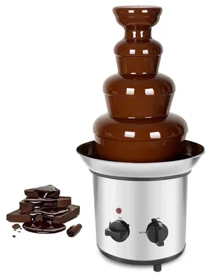 Productafbeelding van Chocoladefontein - Dessertmaker - Feestelijke Decoratie - Roestvrij Staal - 43 cm Hoog - Zilverkleurig