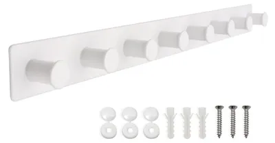 Immagine prodotto di Barra di supporto in acciaio inossidabile, gancio a parete, appendiabiti con 8 ganci, colore bianco