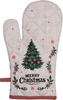 Produktbild von Clayre & Eef Ofenhandschuh 18x30 cm Beige Baumwolle Weihnachten