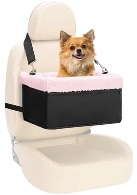 Image de Siège auto pour chien, surélevé, pour petits chiens et chiots jusqu'à 20 livres, noir et rose