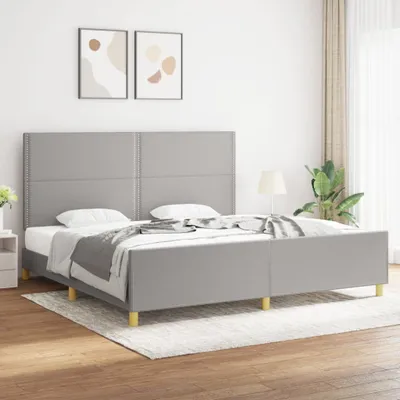Produktbild von Bettgestell mit Kopfteil Hellgrau 200x200 cm Stoff , Klassische Betten Design 2024