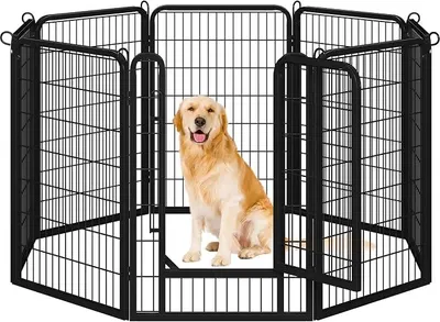 Imagen del producto de Silecomplaza: Área de juego para cachorros, compuesto por 8 paneles, con una altura de 100 cm, fabricado en metal y con puerta