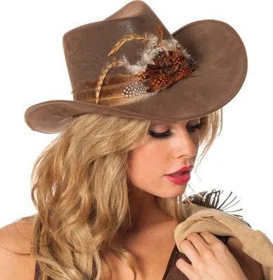 Produktbild von Rauleder Western Hut mit Federn