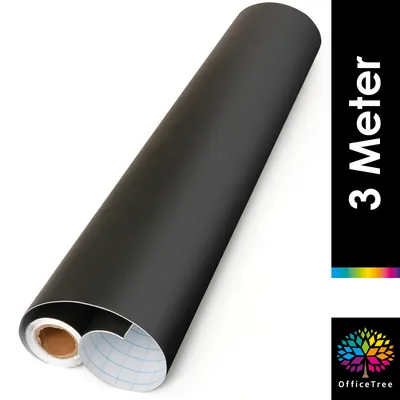 Produktbild von OfficeTree Tafelfolie Selbstklebend Schwarz - 300 x 43 cm - Kreidefolie Selbstklebend - Selbstklebende Tafelfolie Schwarz Matt als Tafel für Wand oder DIY Kreidetafel