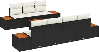 Produktbild von vidaXL Gartensofa-set 8 stk. Schwarz Poly Rattan