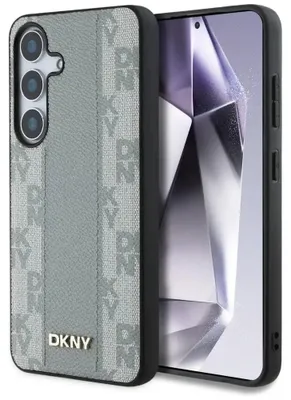 Obrázok produktu pre DKNY kožený károvaný puzdro MagSafe pre Samsung Galaxy S25 sivý