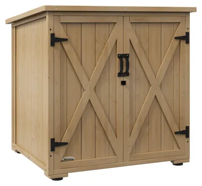 Imagen del producto de Caja para jardín - Cofre para jardín - Armario de almacenamiento - Caseta de herramientas - Almacén exterior de madera - Estanterías ajustables