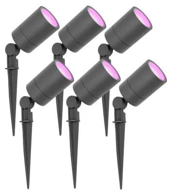 Produktbild von Ledvion 6er Set Gartenstrahler mit Erdspieß IP65 4,9W GU10 RGB dimmbar