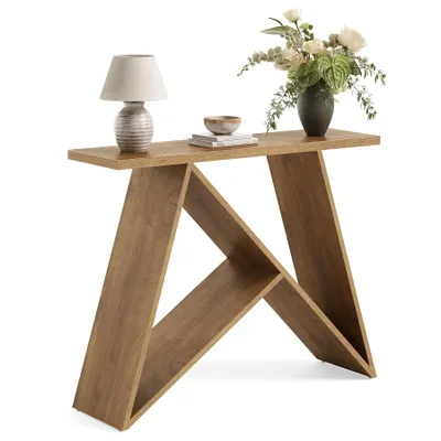 Produktbild von Tribesigns 105 cm Kleiner Konsolentisch, Eingangstisch, schmaler Bauernhaus Sofatisch für Wohnzimmer, Eingang, hinter der Couch, Flur, braun