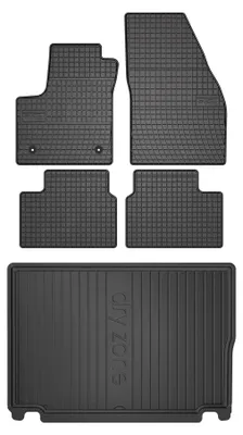 Image de Tapis en caoutchouc + bac de coffre pour Opel Meriva B 2010-2017 (monospace, plancher haut) – 5 pièces, noirs, sur mesure