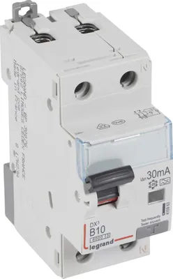 Produktbild von Legrand 410963 DX3 Fi/LS-Schalter B 10A 1P+N 6kA 30mA Typ A 230VAC 2TE