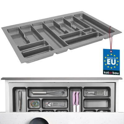 Produktbild von KOTARBAU® Besteckkasten für Schublade Schubladenorganizer für Küchenbesteck Grau 735x490mm