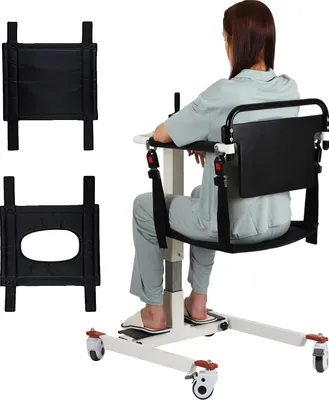 Obrázek produktu pro Přenosné křeslo pro zvedání pacientů, přenosný design, maximální nosnost 125 kg, bílé
