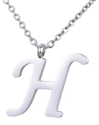 Image de Collier pour femme Morella avec pendentif en forme de lettre H, en acier inoxydable argenté, dans une pochette à bijoux
