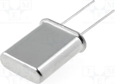 Immagine prodotto di 2 x Risonatore: Quarzo 18,432 MHz HC49/U. Risonatori in quarzo per montaggio su circuito stampato, capacità 16pF÷30pF, tolleranza 30ppm, per montaggio su circuito stampato