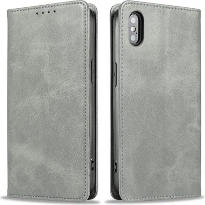 Produktbild von Handyhülle für Apple iPhone X / Xs Kunstleder Flip Cover Hülle Handytasche Case Kartenfach Farbe: Grau