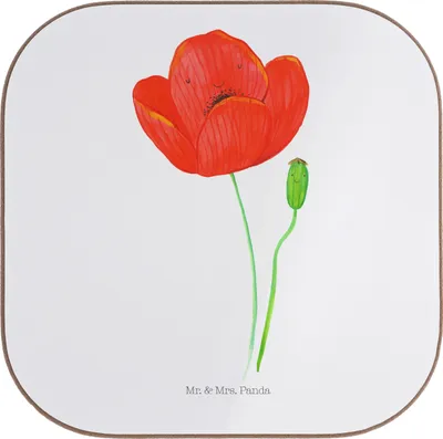 Produktbild von Mr. & Mrs. Panda Holzuntersetzer Blume Mohnblume - Weiß - Geschenk, Respekt, Mohn, Getränkeuntersetzer, Religion, Garten, Glaube, Motivation, Coaster, gläseruntersetzer