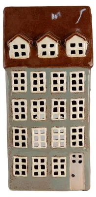 Productafbeelding van Clayre & Eef theelichthouder Haus, 15x11x30 cm, grijs/bruin, keramiek