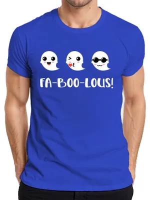Produktbild von FA-BOO-LOUS! Geister Halloween Niedlich Süß Lustig Kinder Cartoon Herren T-Shirt, Blau, S