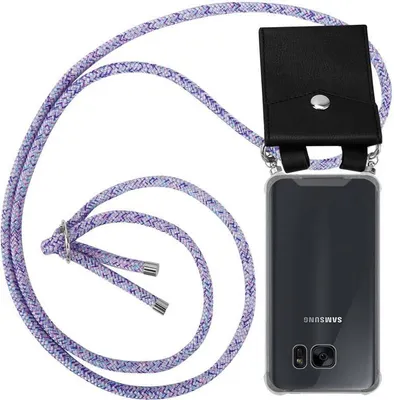 Produktbild von Cadorabo Schutzhülle für Samsung Galaxy S7 Hülle in Lila Handy Kette Kordel abnehmbares Etui