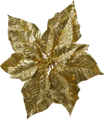 Produktbild von Weihnachtsstern Blume auf Clip 23cm gold