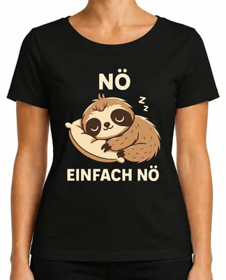 Produktbild von Faultier Schlafend NÖ EINFACH NÖ Süß Faul Geschenk Lustig Kinder Damen T-Shirt, Schwarz, XXL